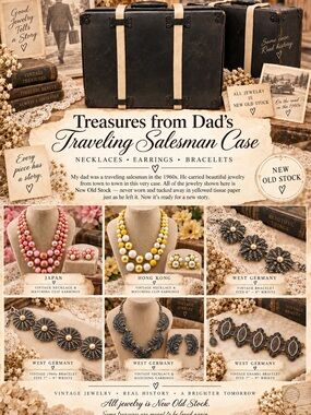 Vintage Traveling Salesman Case Jewelry Collection - Black